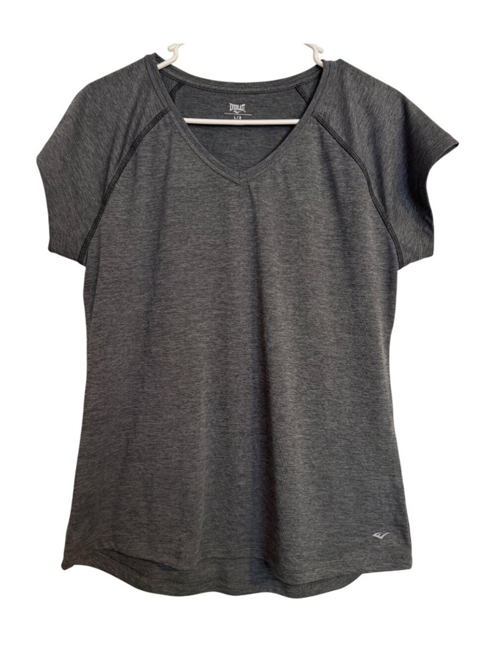 Everlast Size Large 12/14 Heather Gray Fitness EUC Short Sleeve Stretch